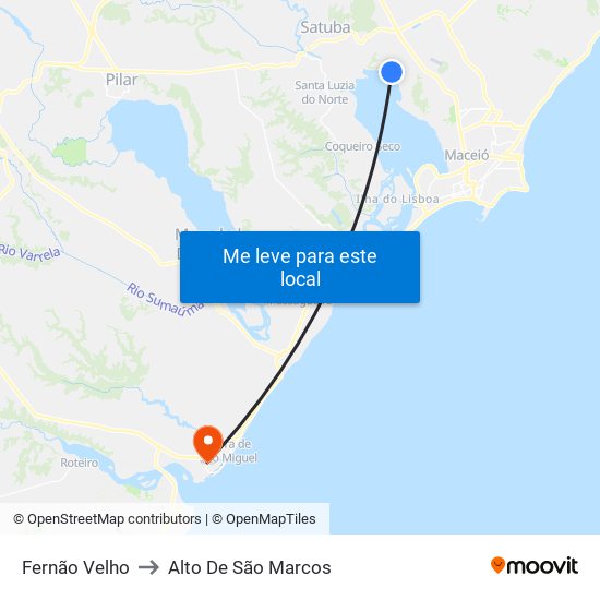 Fernão Velho to Alto De São Marcos map