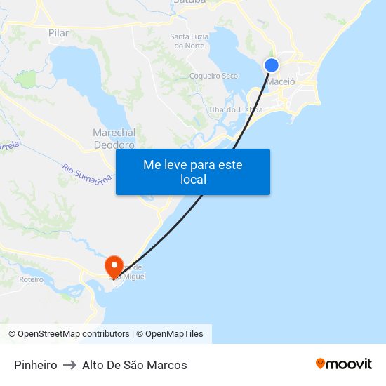 Pinheiro to Alto De São Marcos map