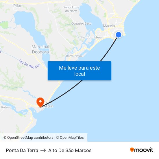 Ponta Da Terra to Alto De São Marcos map