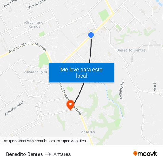 Benedito Bentes to Antares map