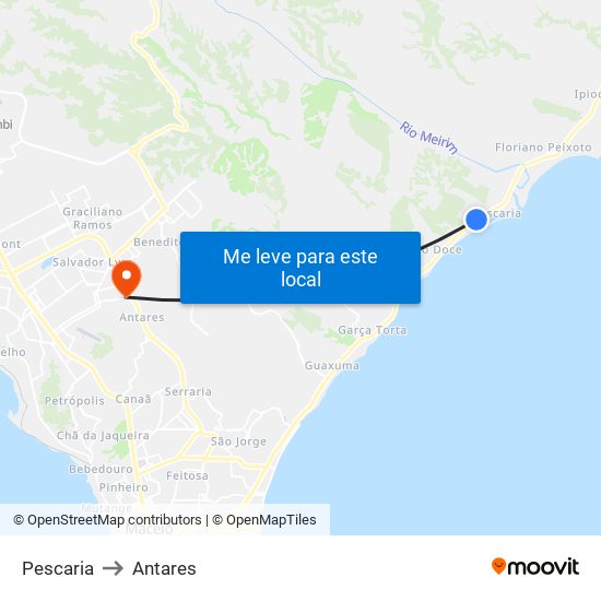 Pescaria to Antares map