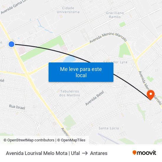 Avenida Lourival Melo Mota | Ufal to Antares map