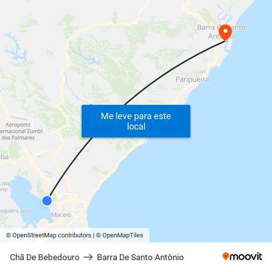 Chã De Bebedouro to Barra De Santo Antônio map