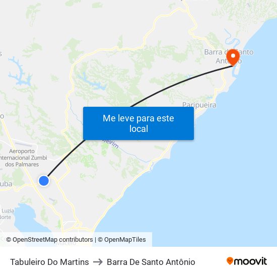 Tabuleiro Do Martins to Barra De Santo Antônio map