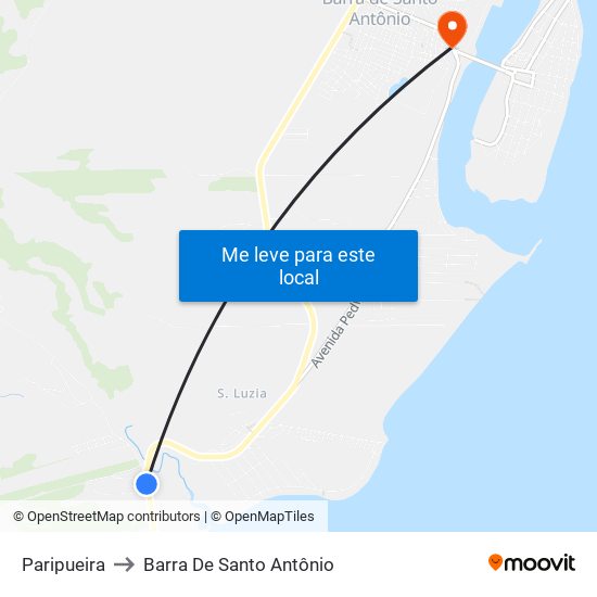 Paripueira to Barra De Santo Antônio map