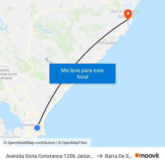 Avenida Dona Constanca 120b Jatiúca Maceió - Alagoas 57036-370 Brasil to Barra De Santo Antônio map