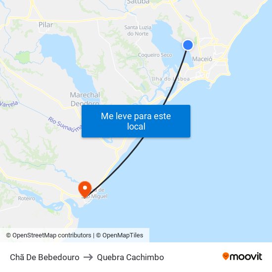 Chã De Bebedouro to Quebra Cachimbo map