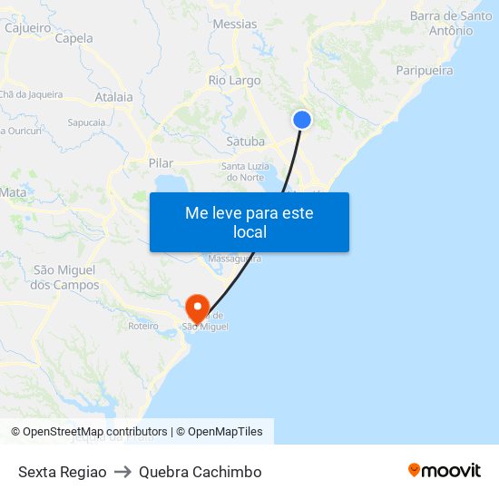 Sexta Regiao to Quebra Cachimbo map