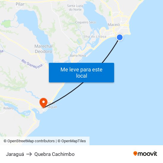 Jaraguá to Quebra Cachimbo map