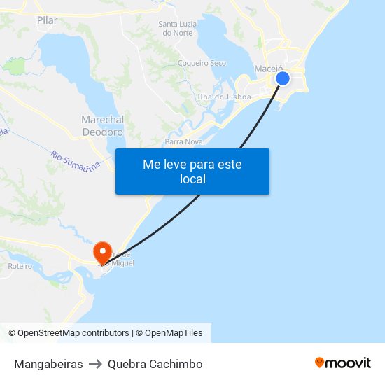 Mangabeiras to Quebra Cachimbo map