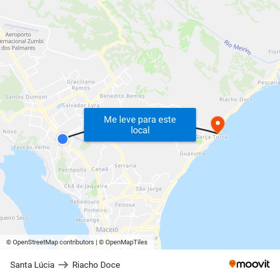 Santa Lúcia to Riacho Doce map