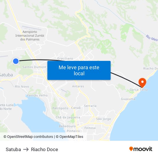 Satuba to Riacho Doce map