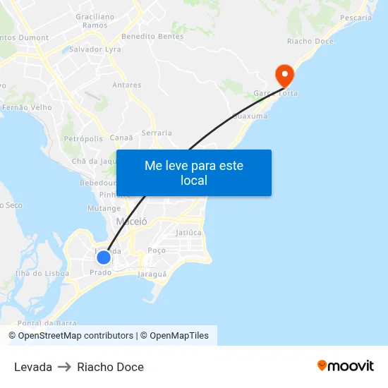 Levada to Riacho Doce map