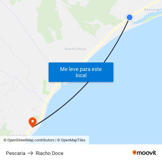 Pescaria to Riacho Doce map