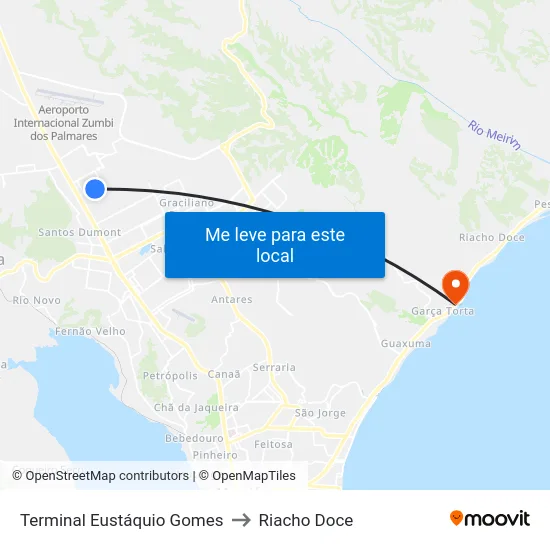 Terminal Eustáquio Gomes to Riacho Doce map