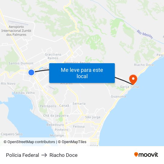 Polícia Federal to Riacho Doce map