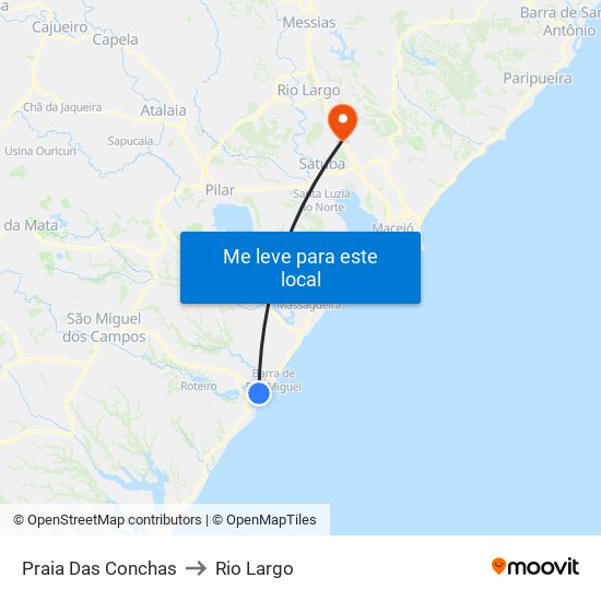 Praia Das Conchas to Rio Largo map