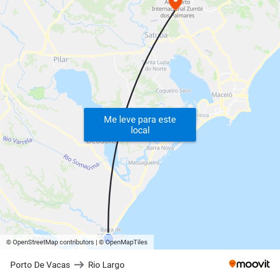 Porto De Vacas to Rio Largo map