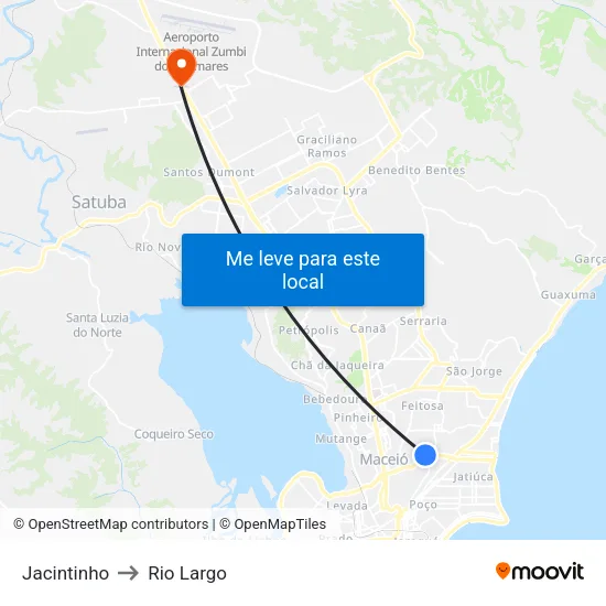 Jacintinho to Rio Largo map