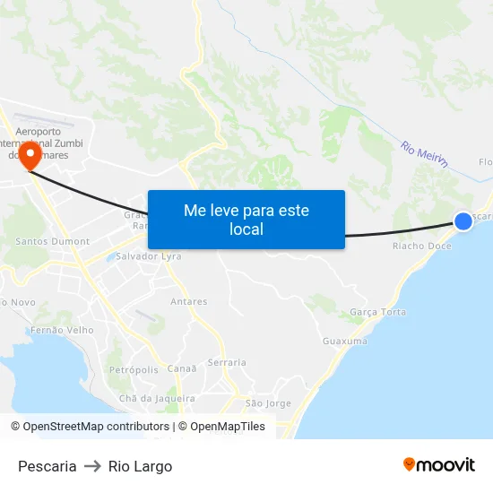 Pescaria to Rio Largo map