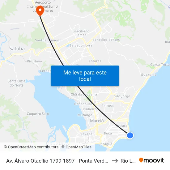 Av. Álvaro Otacílio 1799-1897 - Ponta Verde Maceió - Al Brazil to Rio Largo map