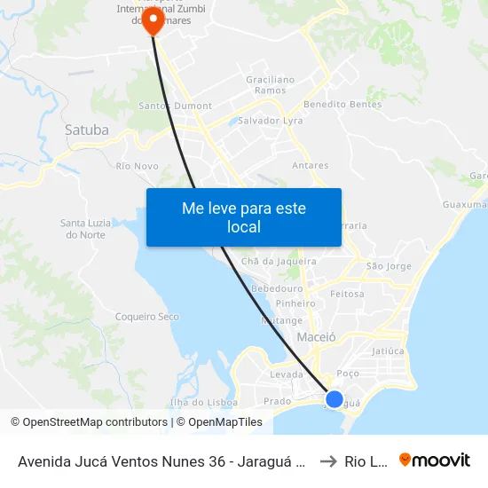 Avenida Jucá Ventos Nunes 36 - Jaraguá Maceió - Al Brasil to Rio Largo map