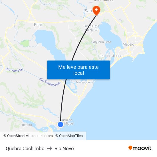 Quebra Cachimbo to Rio Novo map