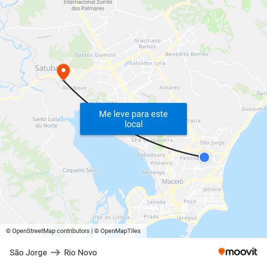 São Jorge to Rio Novo map