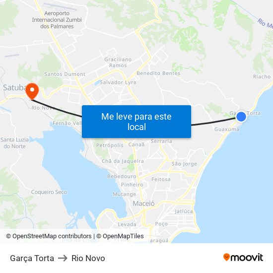 Garça Torta to Rio Novo map