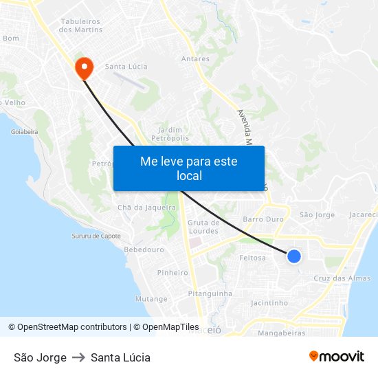 São Jorge to Santa Lúcia map