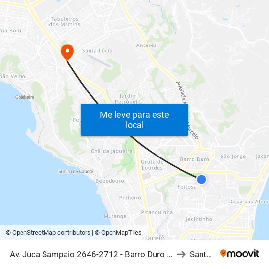 Av. Juca Sampaio 2646-2712 - Barro Duro Maceió - Al 57046-242 Brasil to Santa Lúcia map
