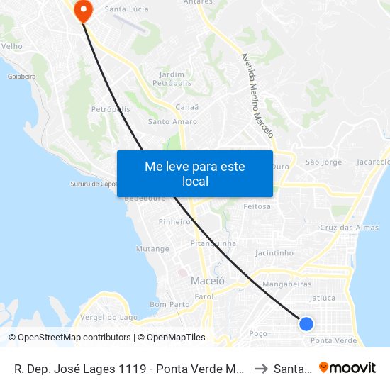 R. Dep. José Lages 1119 - Ponta Verde Maceió - Al 57035-330 Brasil to Santa Lúcia map