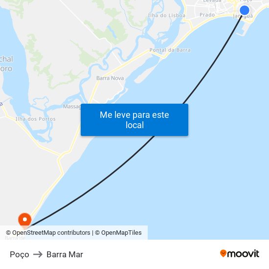 Poço to Barra Mar map