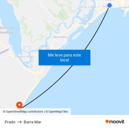 Prado to Barra Mar map