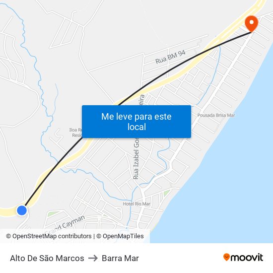 Alto De São Marcos to Barra Mar map