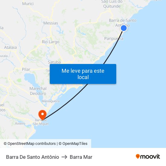 Barra De Santo Antônio to Barra Mar map