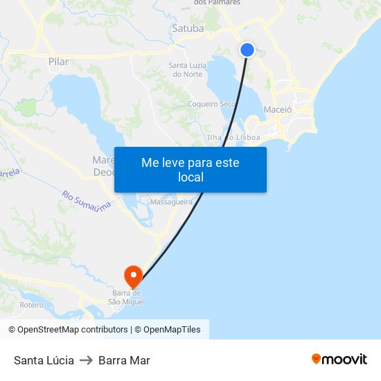 Santa Lúcia to Barra Mar map