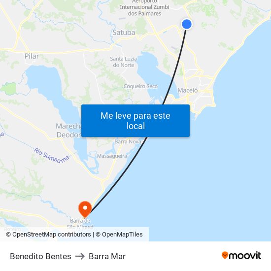 Benedito Bentes to Barra Mar map