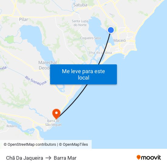 Chã Da Jaqueira to Barra Mar map