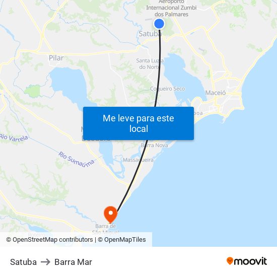 Satuba to Barra Mar map