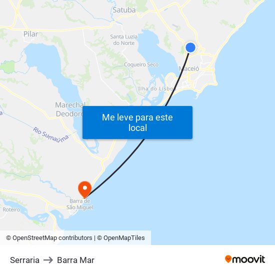 Serraria to Barra Mar map