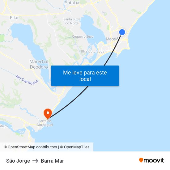 São Jorge to Barra Mar map