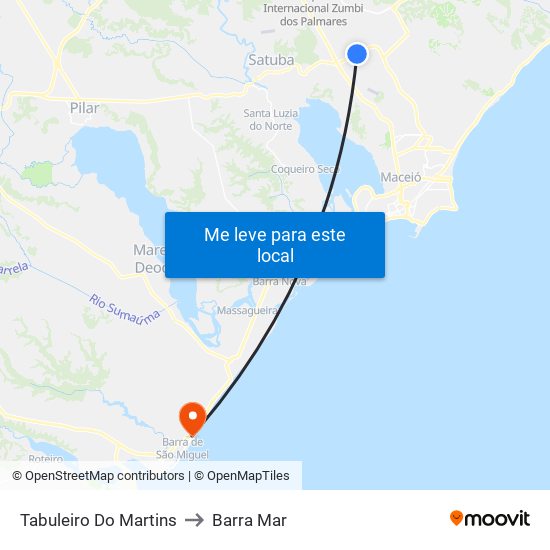 Tabuleiro Do Martins to Barra Mar map