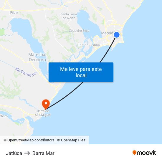 Jatiúca to Barra Mar map