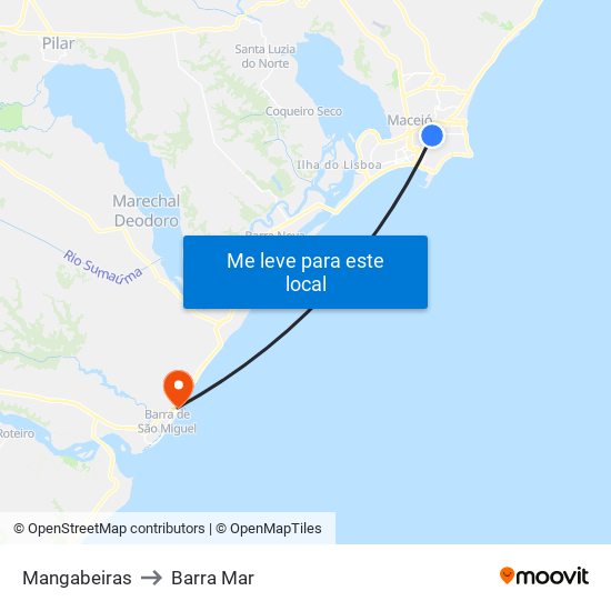 Mangabeiras to Barra Mar map
