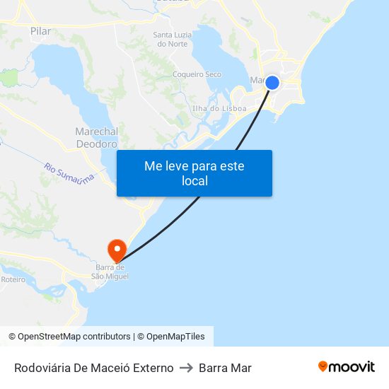 Rodoviária De Maceió Externo to Barra Mar map