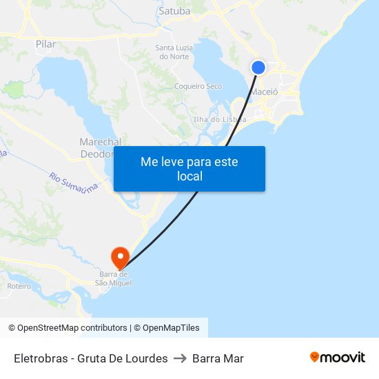 Eletrobras - Gruta De Lourdes to Barra Mar map