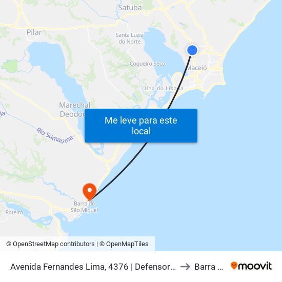 Avenida Fernandes Lima, 4376 | Defensoria Pública to Barra Mar map