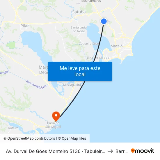 Av. Durval De Góes Monteiro 5136 - Tabuleiro Do Martins Maceió - Al Brasil to Barra Mar map