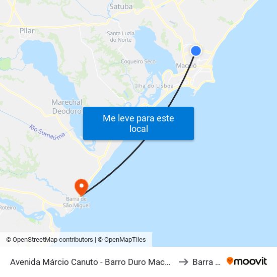 Avenida Márcio Canuto - Barro Duro Maceió - Al Brasil to Barra Mar map